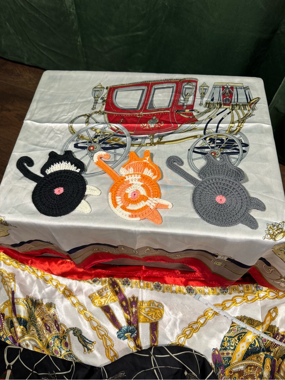 Set of 3 handmade Crochet Cat Coasters